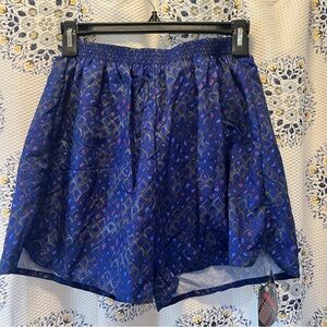 Dolfin Womens Vtg Blue Abstract Print Shorts Pockets Elastic Waist Lined Sz M